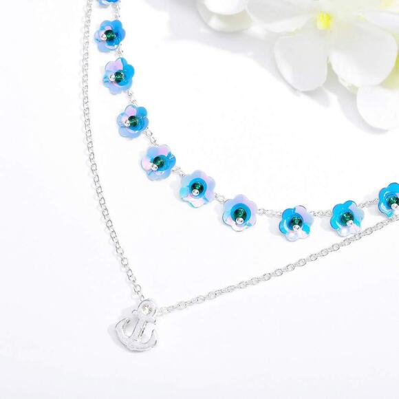 Choker Necklace Layered Short Chain Anchor Pendant Jewelry for Women and Girls - Picture 1 of 11